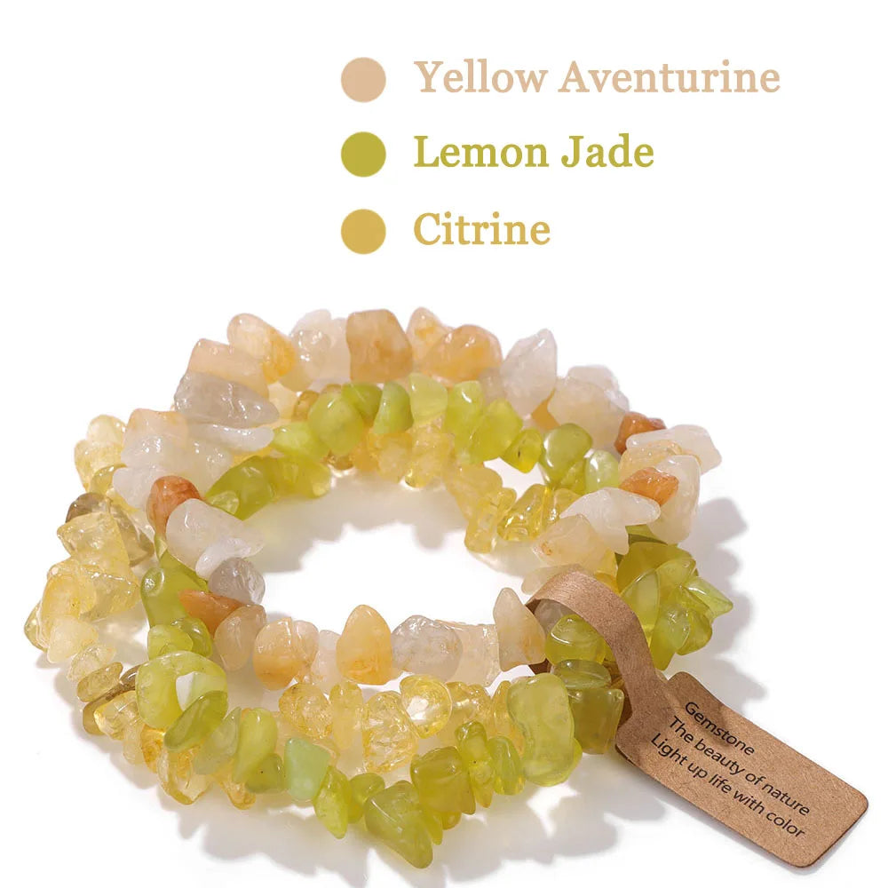 3-Piece Natural Stone Bracelet Set - Stackable Healing Crystals - MysticGems