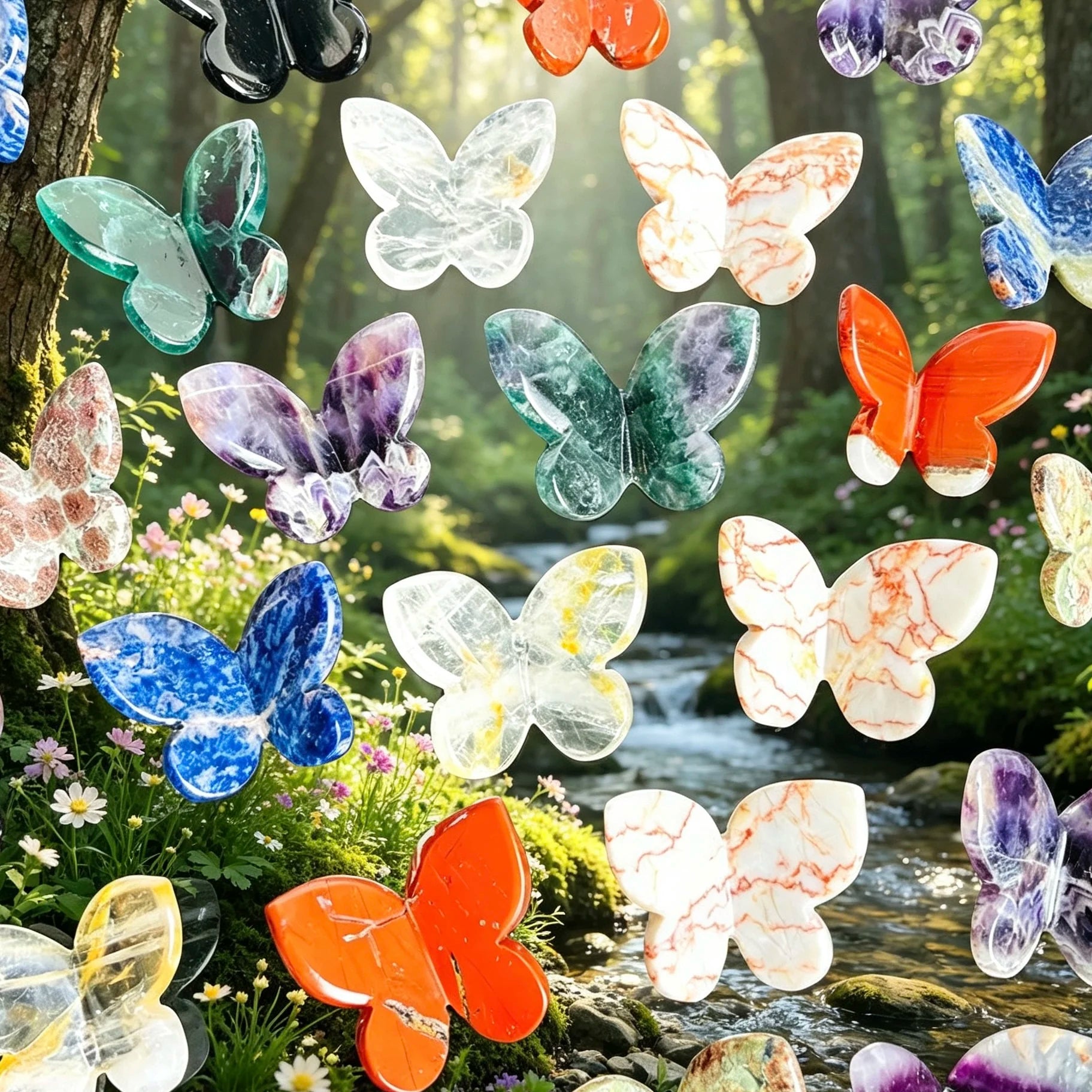 Natural Crystal Butterfly Sculpture | Handcarved Gemstone | Unique Gift for Crystal Lovers