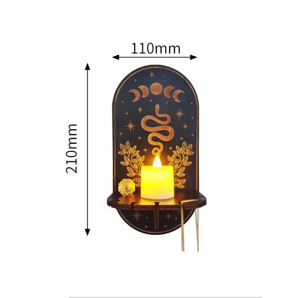 Mystical Wall Shelf | Crystal & Candle Display | Boho Home Decor