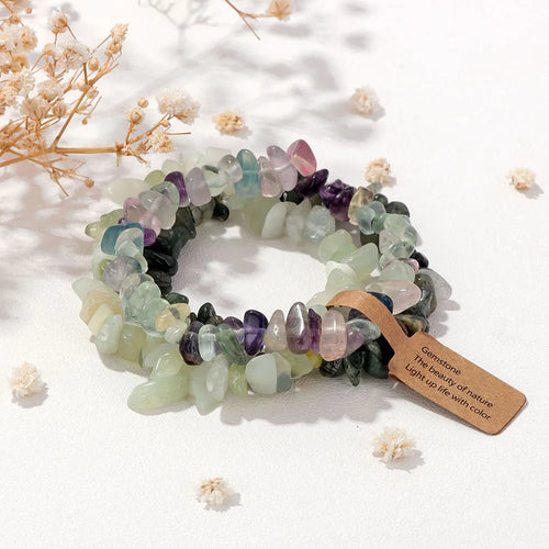 3-Piece Natural Stone Bracelet Set - Stackable Healing Crystals - MysticGems