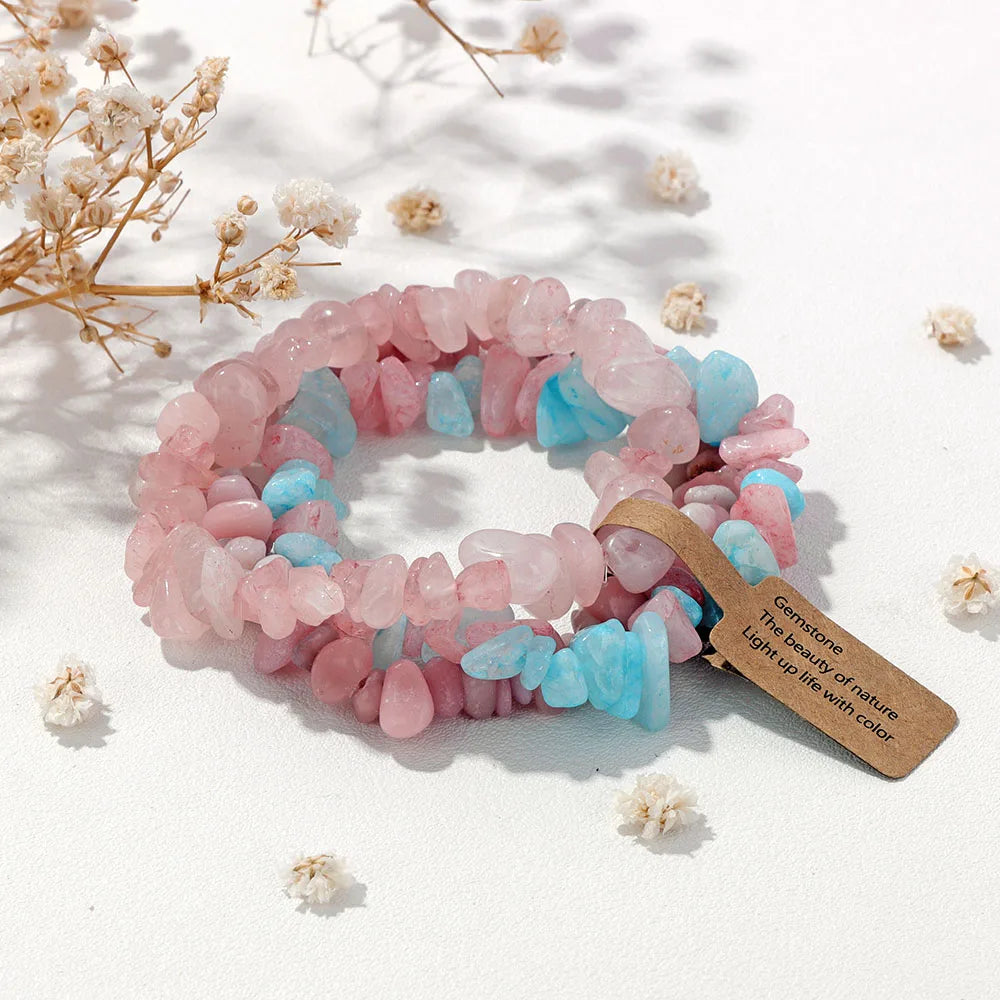 3-Piece Natural Stone Bracelet Set - Stackable Healing Crystals - MysticGems