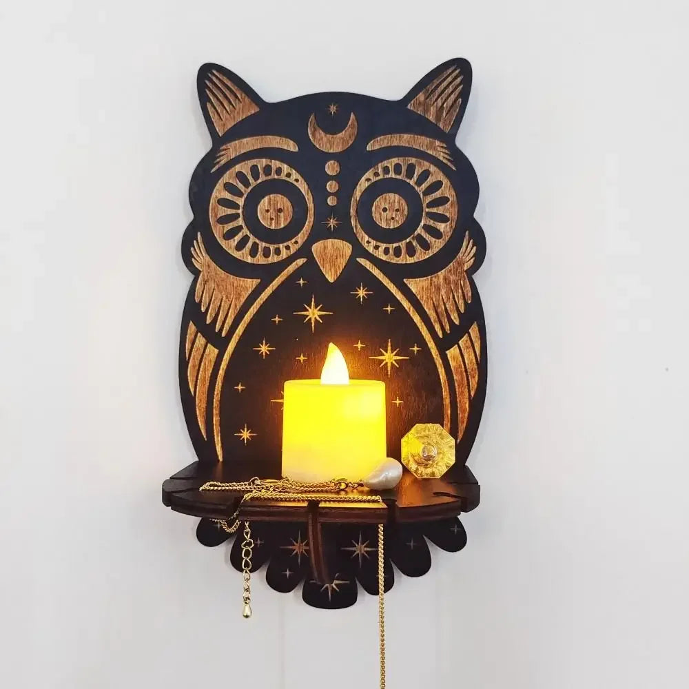 Mystical Wall Shelf | Crystal & Candle Display | Boho Home Decor