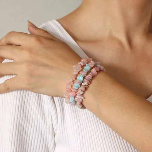 3-Piece Natural Stone Bracelet Set Wrist - Stackable Healing Crystals - MysticGems