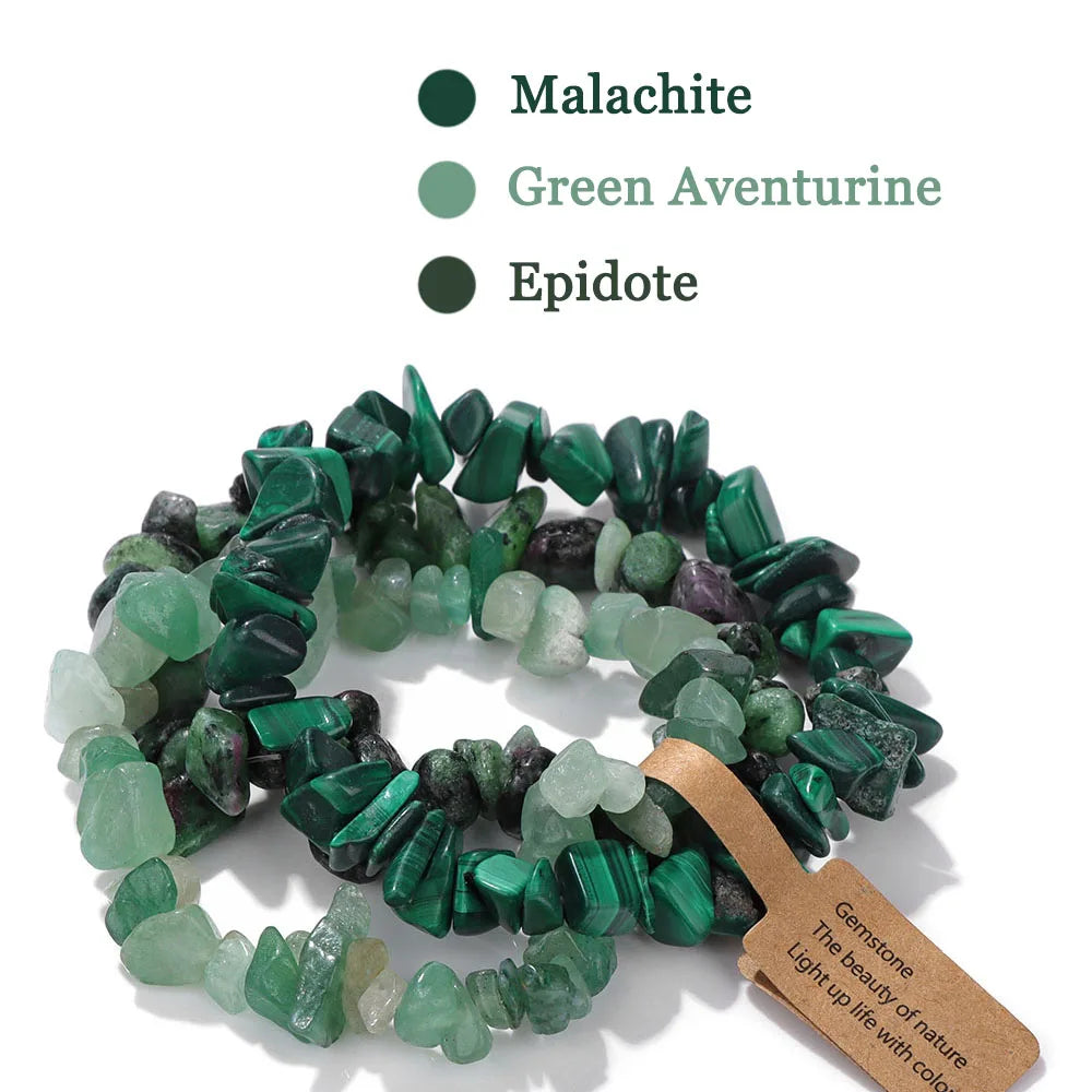 3-Piece Natural Stone Bracelet Set - Stackable Healing Crystals - MysticGems