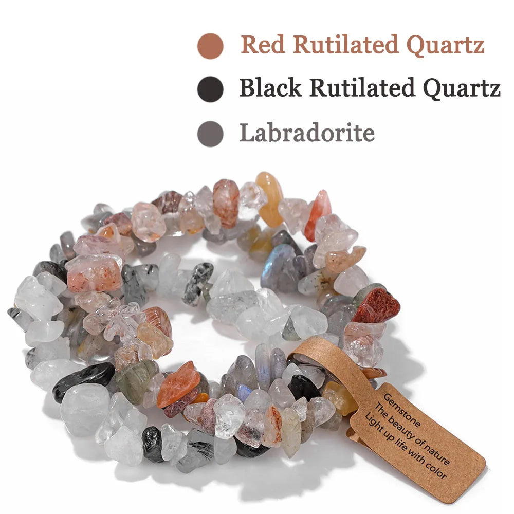 3-Piece Natural Stone Bracelet Set - Stackable Healing Crystals - MysticGems