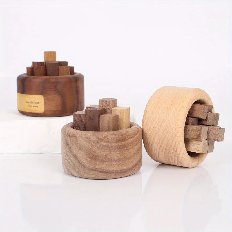 Natural wood aromatherapy diffuser side view both styles - elegant japandi decor - MysticGems