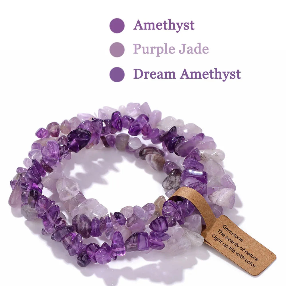 3-Piece Natural Stone Bracelet Set - Stackable Healing Crystals - MysticGems