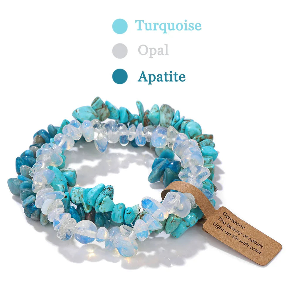 3-Piece Natural Stone Bracelet Set - Stackable Healing Crystals - MysticGems