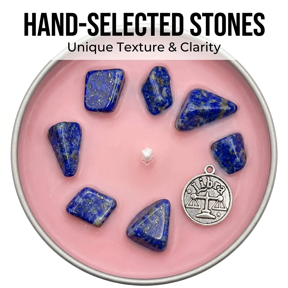 Zodiac scented candle with hand-selected crystals unique texture - MysticGems