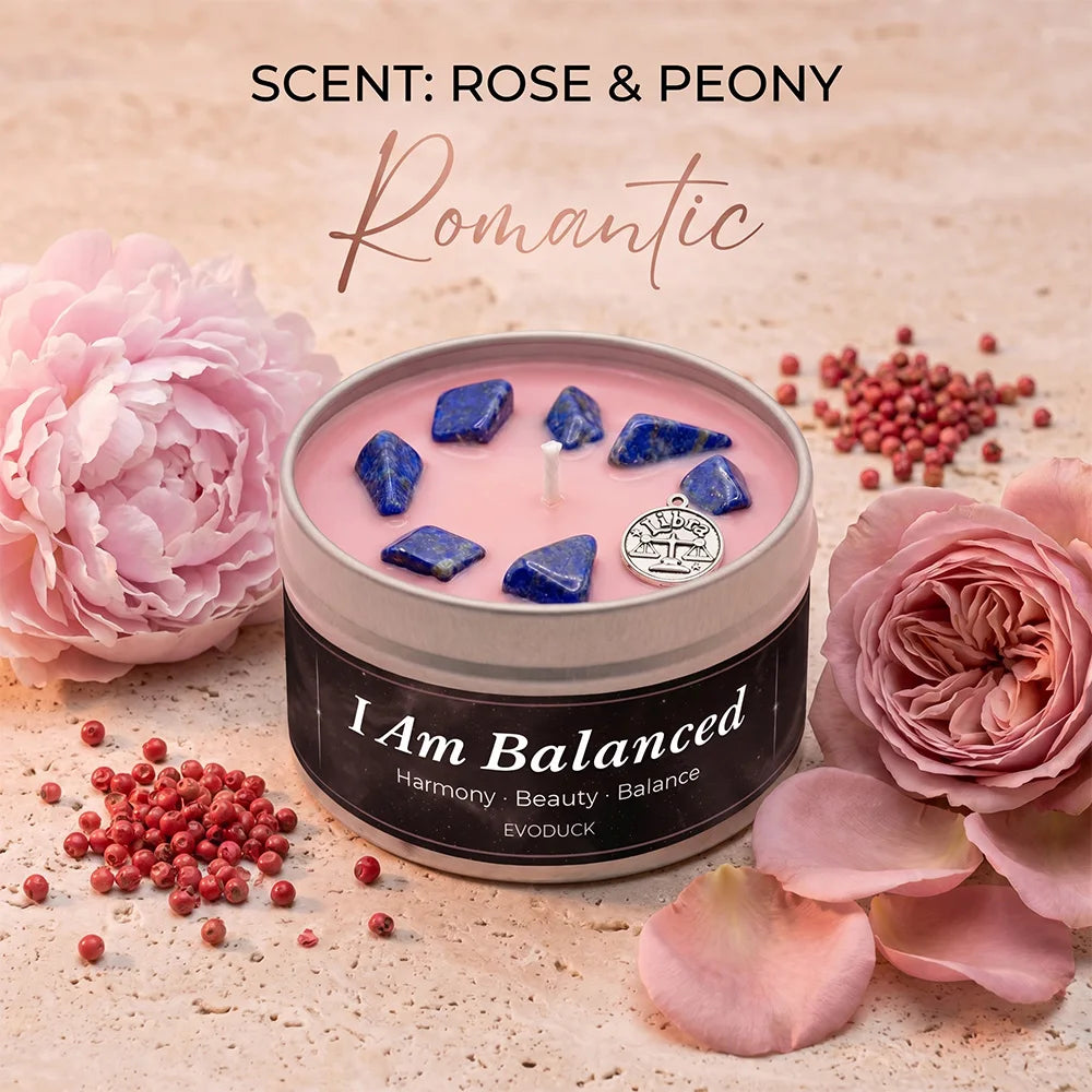 Libra zodiac constellation scented candle in tin - I Am Balanced - MysticGems
