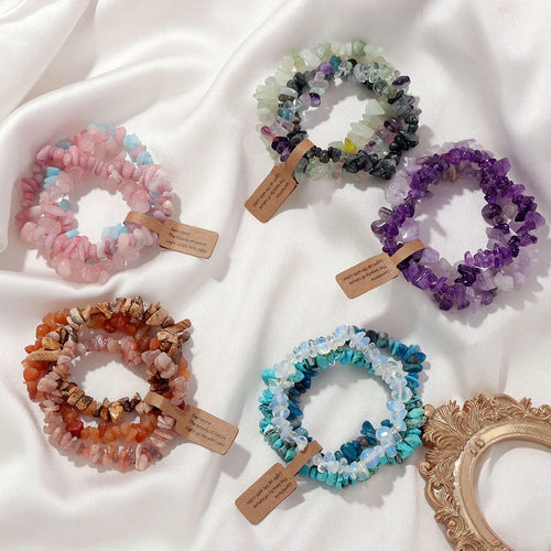 3-Piece Natural Stone Bracelet Set - Stackable Healing Crystals - MysticGems