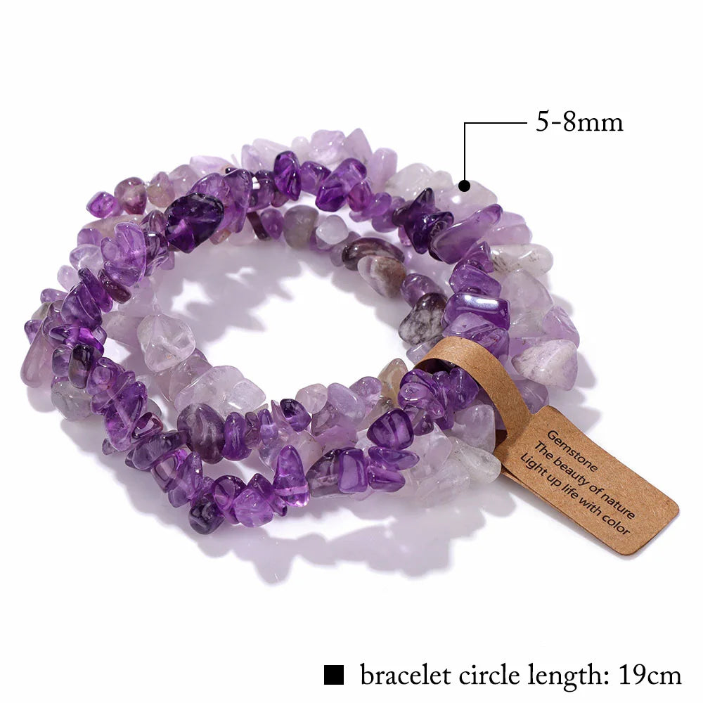 3-Piece Natural Stone Bracelet Set - Stackable Healing Crystals - MysticGems