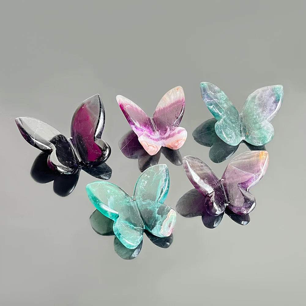 Natural Crystal Butterfly Sculpture | Handcarved Gemstone | Unique Gift for Crystal Lovers