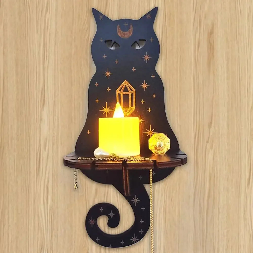 Mystical Wall Shelf | Crystal & Candle Display | Boho Home Decor