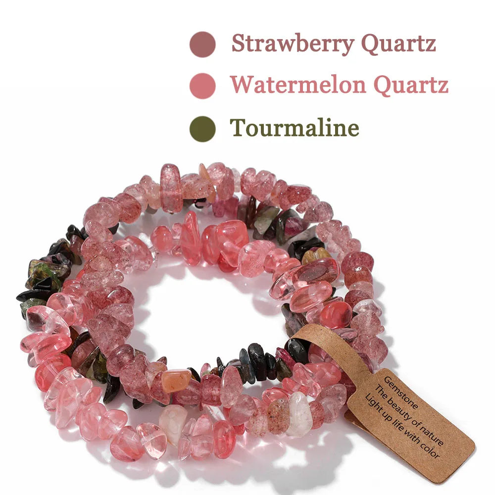3-Piece Natural Stone Bracelet Set - Stackable Healing Crystals - MysticGems