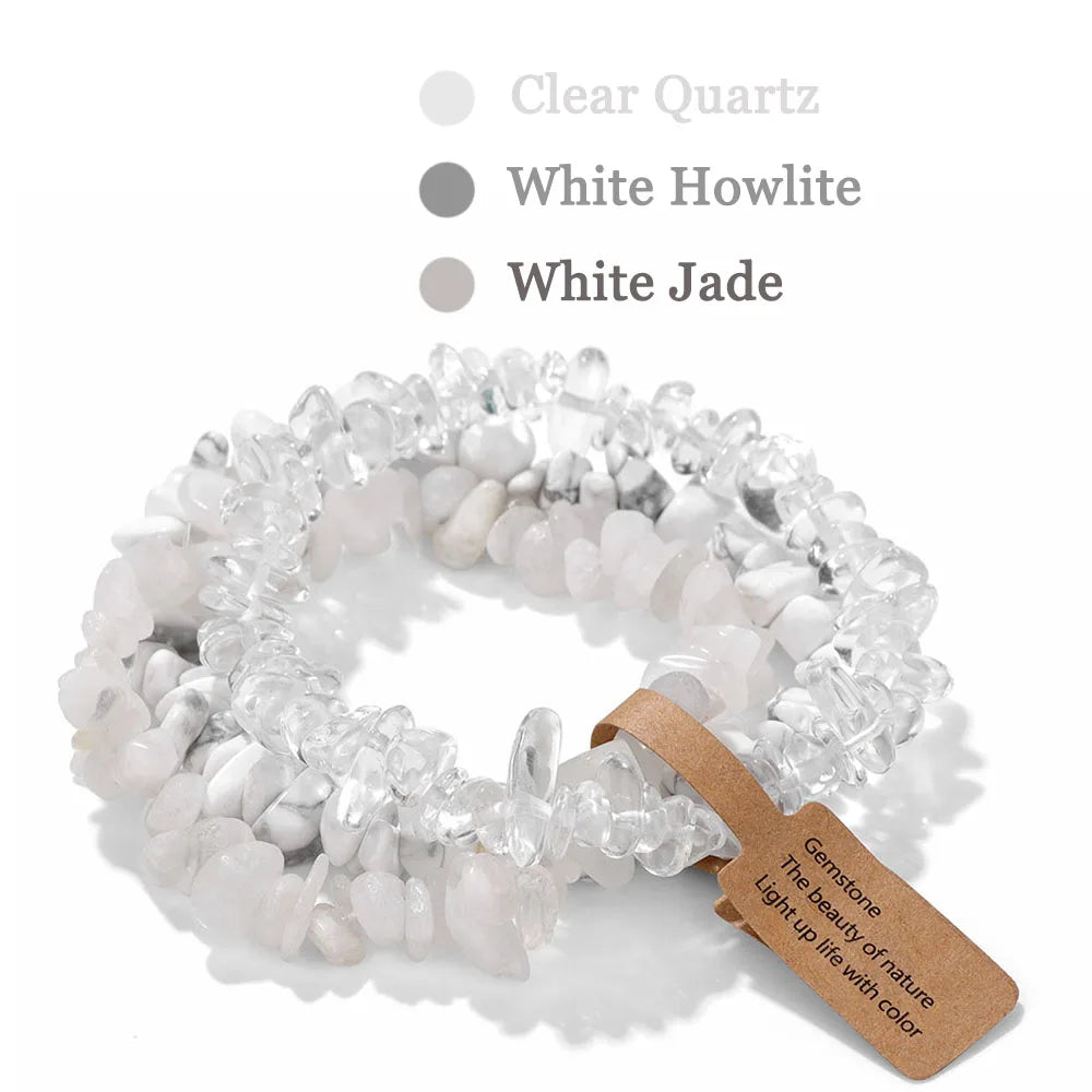 3-Piece Natural Stone Bracelet Set - Stackable Healing Crystals - MysticGems