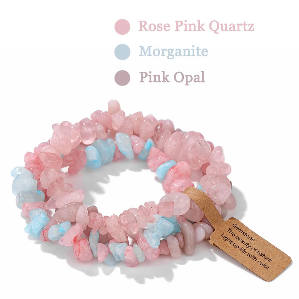 3-Piece Natural Stone Bracelet Set - Stackable Healing Crystals - MysticGems